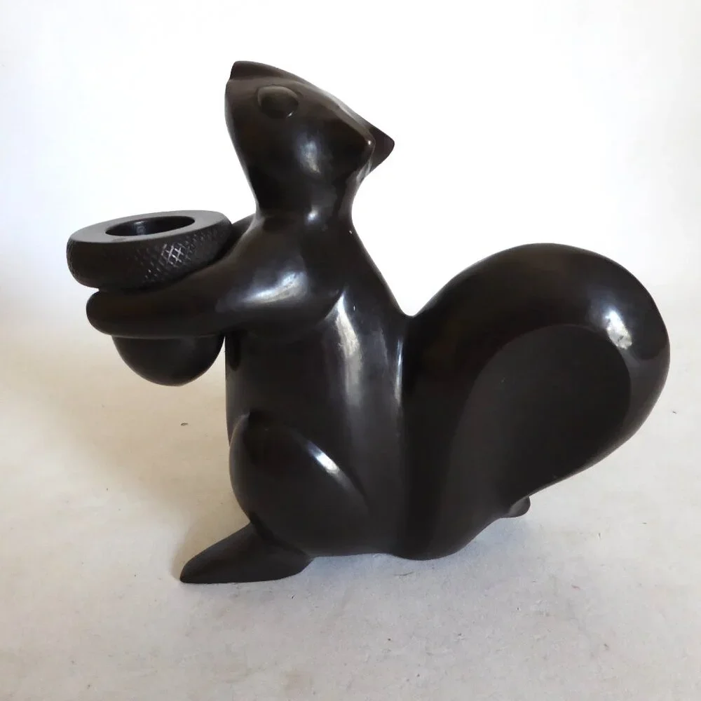 NEW RESTORATION HARDWARE BRONZE SQUIRREL HOLDING ACORN CANDLE HOLDER